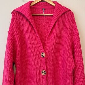 FREE PEOPLE Swim Too Deep Cardigan in Pink XS
